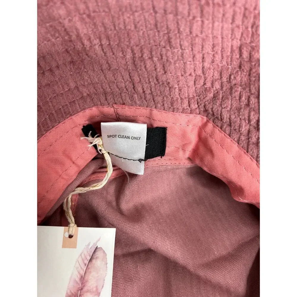 Jessica Simpson Pink Corduroy Bucket Hat Spring Break Y2K Beach Boho Festival